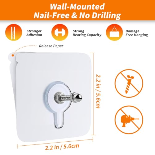 Image of 24 PCS Picture Hangers Without Nails, Wall Hangers Without Nails, Adhesive Wall Hooks, to use Inside Kitchen, Bathroom, Home and Office