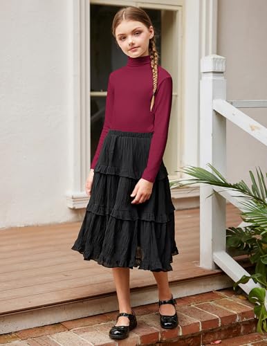 Image of Arshiner Girls Turtleneck Sweater Kids Casual Long Sleeve Knit Pullover Tops