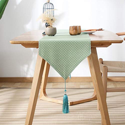Camino de mesa para comedor con patrón verde de poliéster para decoración de cocina, mesa de bufanda para cenas y fiestas, algodón, verde, 33x200cm