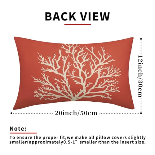 Image of Summer Sea Starfish Pillow Cover 12x20 Inch Set of 2 Beach Pink Coral Lumbar Throw Pillowcase Cotton Linen Square Decorative Nautical Coastal Themed Cushion Cover for Sofa Bedroom Indoor Outdoor Party