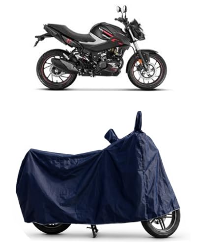 Image of Shield Heavy Duty Bike Cover for Hero Xtreme 160r | All-Season, Tear-Proof Fabric | with Side Mirror Pocket & Buckle Belt | Hero Xtreme 160r Bike Cover (Blue)