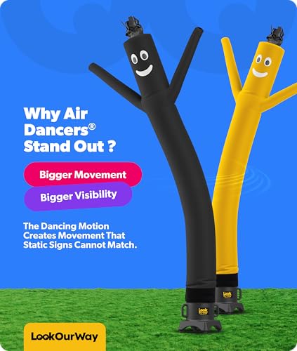 Image of LookOurWay Air Dancers Inflatable Tube Man Attachment - 10 Feet Tall Wacky Waving Inflatable Dancing Tube Guy for Business Promotion - Blower Not Included - Black