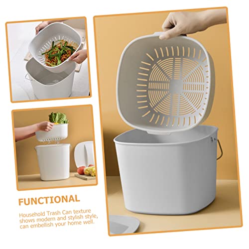 Bote de basura de cocina rectangular color blanco miniatura 2