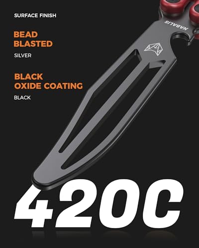 Image of Nabalils X Will Hirsch Vulp V2-Black - Butterfly Knife Balisong Trainer - Folding Knife Unsharpened - Butterfly Knife for Practicing Flipping, Blunt Practice, Dull Blade, No Edge Tool