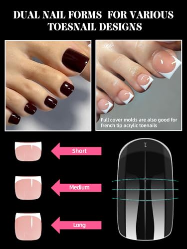 EBANKU 300 PCS Poly Gel Nail Forms for Toes Long Square Dual Forms for Polygel Pedi Nail Extension Poly Gel Toenails Set Reusable Toe Nail Tips Mold - Image 2