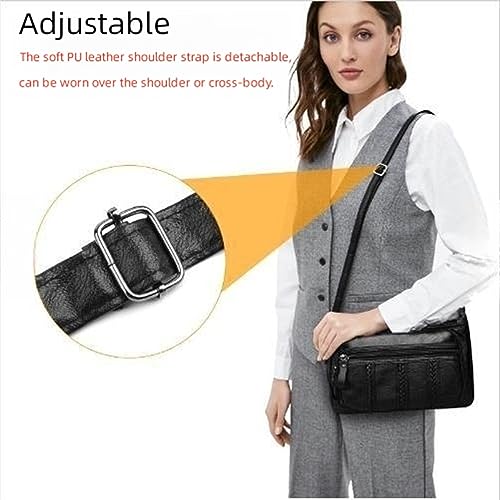 Womens Shoulder Handbag Black PU Leather Messenger Cross Body Pouch Large Bag Cell Phone Purse Wallet Case Coin Purse Fashion Mother Gift3