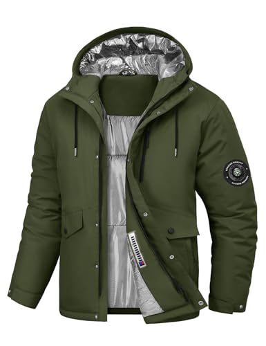 Voqeen Chaqueta de Esqui Invierno para Hombre Impermeables Cazadora Cálido Aire Libre Térmicos Chaquetas Deportiva con Capucha Desmontable Abrigo de Montaña Antiviento