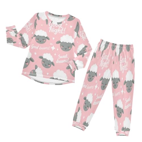 Little Lamb Sheep Soft Pajama Set for All Seasons,Breathable Pjs Long Sleeve Sleepwear,Comfy Loungewear 2 Piece Underwear Set 4T