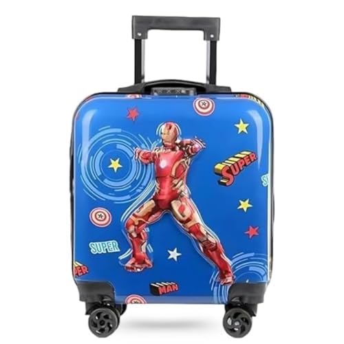 Image of Kids Carry On Luggage with Wheels,18-inch Hard Shell Suitcase Lightweight Toddler Rolling Trolly with Retractable Handle,Durable Hardside Spinner Trolly for Airplane Travel (Dark Blue)