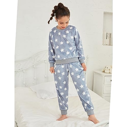 QPANCY Girls Pjs Set Two Piece Fleece Pajamas kids Fall Winter Long Sleeve pajamas Loungewear4