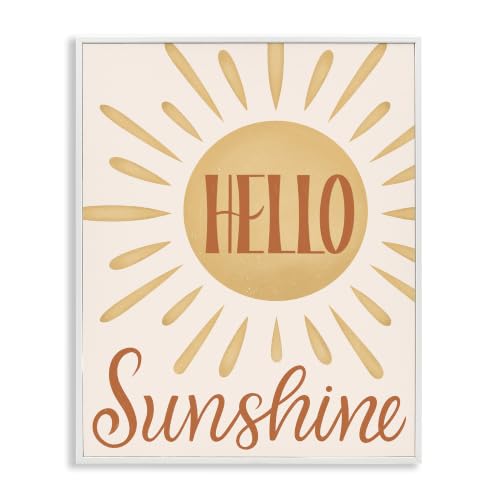 Stupell Industries Hello Sunshine Bold Calligraphy Sun Rays Shining, Design by Jalynn Heerdt
