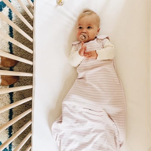 Woolino Merino Wool & Organic Cotton Baby Sleep Sack 2-24 Months – Ultimate 4-Season Baby Sleeping Bag, Universal Size Wearable Blanket, 2-Way Zipper & Adjustable Fit, Year-Round Use – Lilac