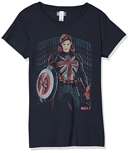 Marvel Camiseta Union Carter Camiseta para Niñas, Azul Marino, XS