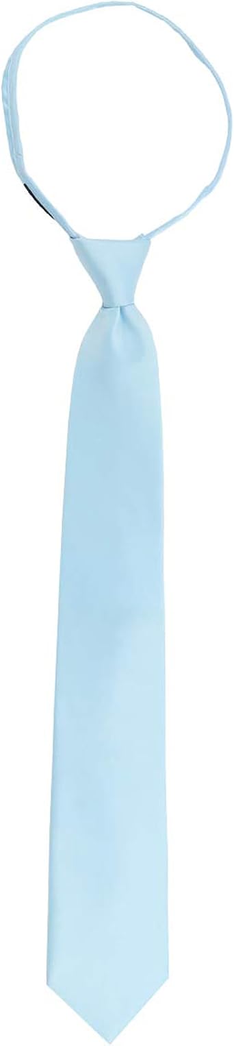 boxed-gifts Umo Lorenzo Mens Zipper Ties Solid Color Pre Tied Polyester Neckties for Men and Women
