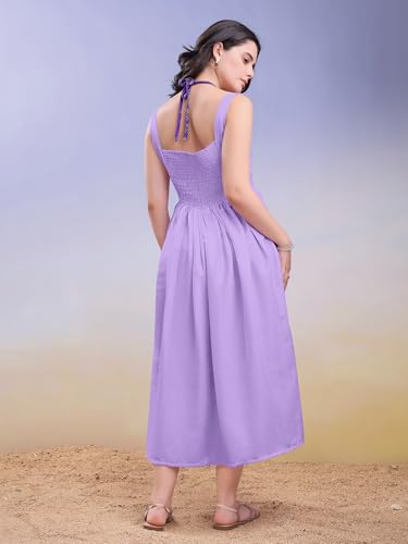 Image of PURVAJA Women's Midi Cotton Blend Dress (Floe-246-250)
