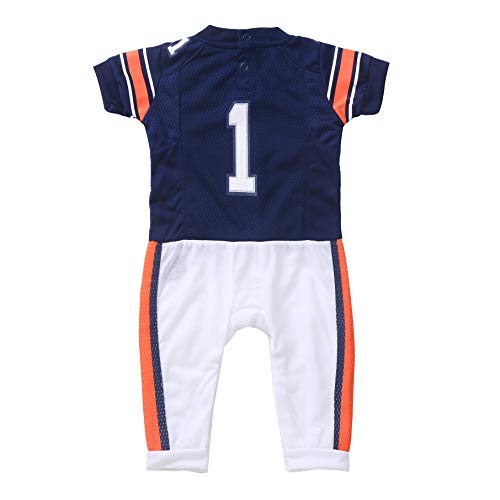 FAST ASLEEP NCAA Auburn Tigers Boys Infant Football Uniform Pajamas, 9-12 Months, Navy/White - Thumbnail 3