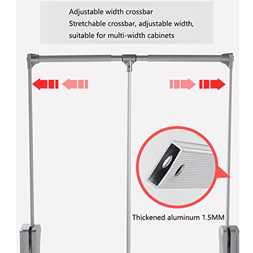Barre de penderie rétractable tringle réglable 58-114 cm acier inoxydable dressing - 7