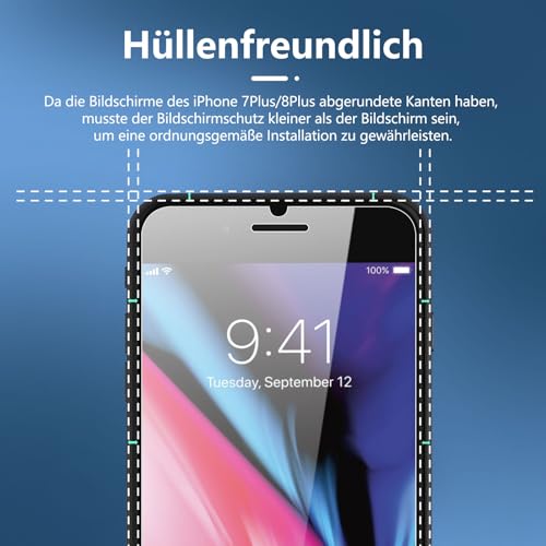 Panzerglas für iPhone 7 Plus und iPhone 8 Plus – 2 Stück von New’c