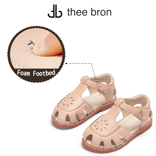 Image of THEE BRON Toddler Girls Closed-Toe Sandals Sweet Retro Cutout Summer Dress Shoes