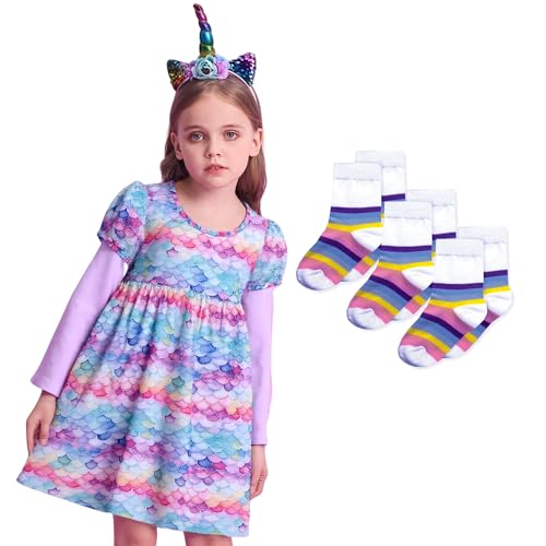 VIKITA Girls Dress & Socks LH5819+SF5010-3T