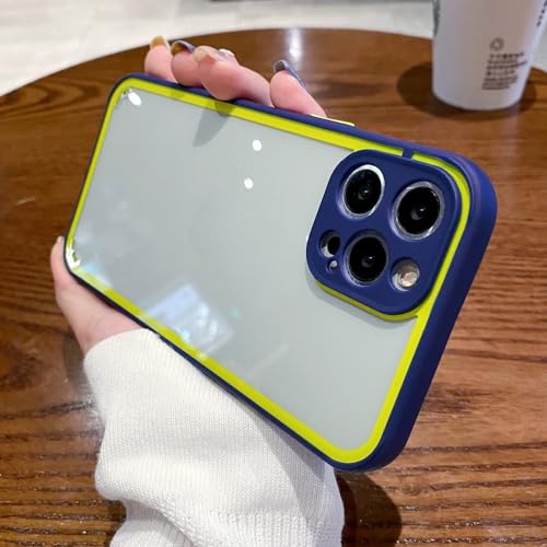 Coque antichoc pour iPhone 12 Pro avec dos en cristal acrylique et angles renforcés bleu
