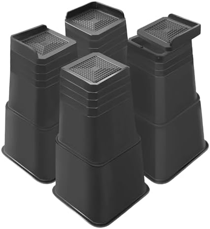 Bed Risers Heavy Duty, Adjustable Furniture Risers 3,4,5,6,7,8,9,10,11,12 inch, L Shape Bed Lifts Risers for Table Legs, Couch, Sofa, Desk, Cabinet Leg Frames(Black,3-12 inch)