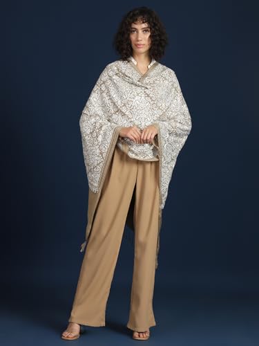 Zamour Indian Embroidery Stole Scarf Wrap, Indo Western Patterns, Warm Shawl with Aari Nalki Embroidery 30x80 inches2