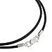 Black Leather 2mm Choker Necklace with Sterling Silver Lobster Clasp