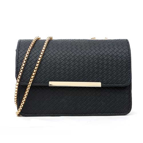 COTELLA Womens Sling Bag - black basket weave, Snap button lock, Multiway Adjustable Gold Chain (B0DG5XRXQT) Amazon Price History, Amazon Price Tracker