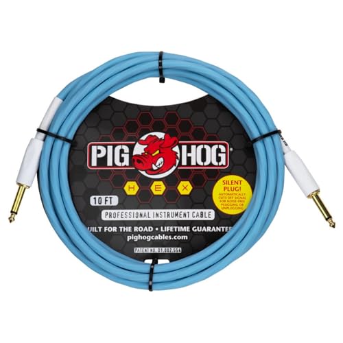 Câble silencieux Pig Hog PHSH10DB 3m cordon guitare jack hexagonal noir