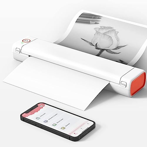Phomemo Tragbare Drucker M08F Bluetooth-Thermodrucker Mobiler Drucker Kabelloser Reisedrucker für Mobiles Büro,Unterstützt A4 Thermopapier, Kompatibel mit Android- und iOS-Telefonen