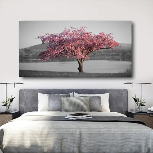 Affiches et impressions d'arbres à fleurs roses pour décoration d'intérieur moderne