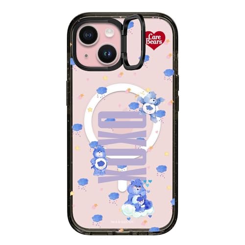 CASETiFY �C���p�N�g�����O�X�^���h iPhone 15 �P�[�X [�X�^���h�@�\/MagSafe�Ή�/�ϏՌ�/Care Bears Co-Lab] - Partially Cloudy XOXO - �N���A �u���b�N