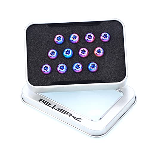 12 piezas Pernos de freno de disco de bicicleta,M5x10mm Tornillos de los Pernos del Rotor del Freno de Bicicleta de Montaña aleación de titanio MTB Tornillo Disco Freno de Bicicleta Montaña Cover