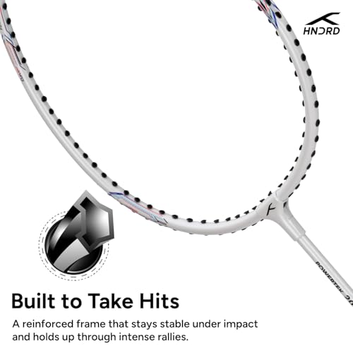 Image of Hundred Powertek 200 Aluminium Badminton Racket Combo, 2 Strung Rackets with 1 Full Cover & 3 Aura Nylon Shuttlecocks, Lightweight Shuttle Bats for Match Play