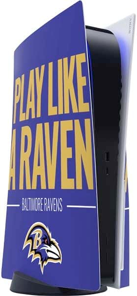 Skinit Decal Gaming Skin Compatible with PS5 Console - Officially Licensed NFL Baltimore Ravens Black & White Design