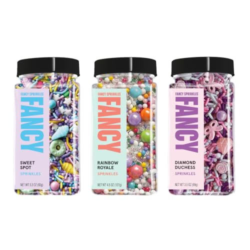 Image of Fancy Sprinkles MVP Sprinkle Set 3 Pack (0.5c) | Diamond Duchess, Sweet Spot & Rainbow Royale | Shaped Candy & Pearl Sprinkle Mix Cake, Cookie & Cupcake Decorating | Gift Set