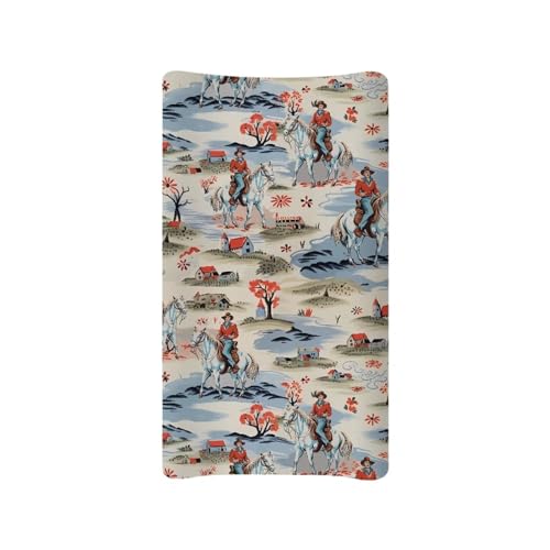 ZOUTAIRONG Western Cowboy Floral Soft Changing Pad Covers Bassinet Sheets, Woodland Comfy Cradle Sheets for Baby Boys Girls Neutral, Universal Fit for Most Cradle and Bassinet Mattress