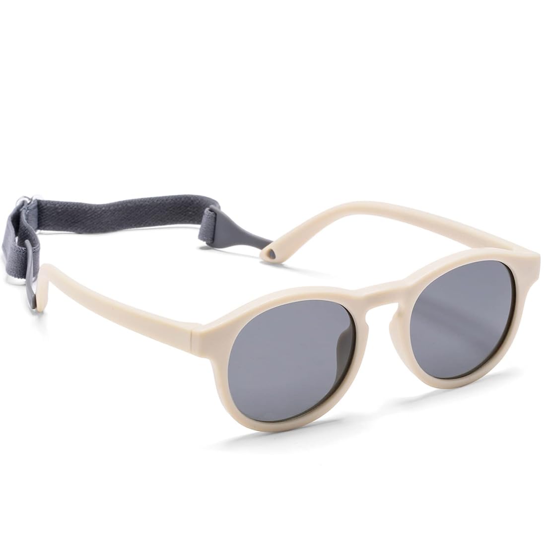 Baby Sonnenbrille Von 0-18 Monate UV400 100% UVA- und UVB-Schutz Mit verstellbarem weichen Riemen, Biegsamer Rahmen,polarisierte Sonnenbrille fur Jungen Mädchen (Weiß)