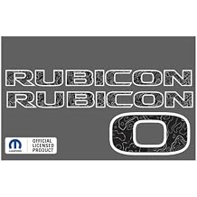 JK Rubicon Hood Graphic Decals Stickers fits Jeep Wrangler Rubicon JK 2007-2018 Topo Trail Map Black Fill w/White Lines, White Border w/no LinesSet of 2 | FJ2I2