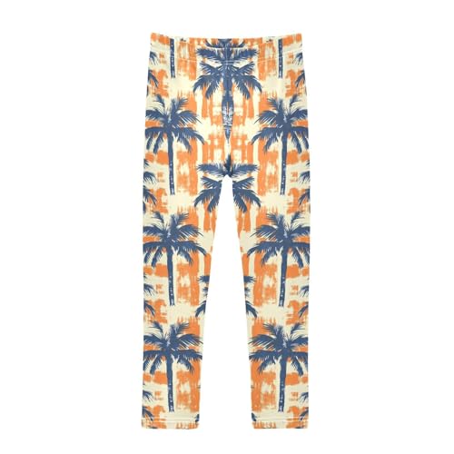 Tropical Summer Palm Tree Girls Leggings Soft Stretch Workout Yoga Dance Pants for Kids Casual Tights