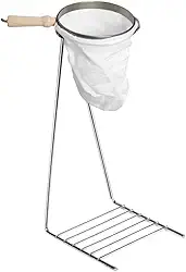 Suporte Cromado Grande Com Coador De Café Cabo De Madeira