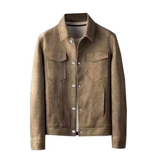 DUHGBNE Jacke Winter Herren Warm Herbst Mantel 2025 Frühlings Herbst Einfarbig Slim Fit Flip Kragen Freizeit Business Leichter Luxus High End Herrenmantel Wintermantel Wasserdicht Herren