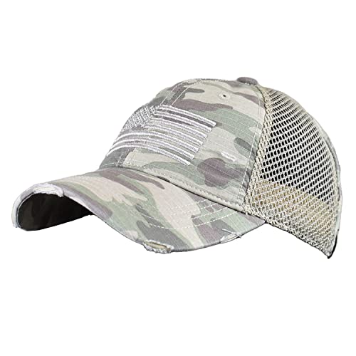 C.C Unisex Adjustable Trucker Baseball Cap Hat, USA Flag Camo Beige