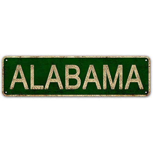 YOYUJU Alabama Sign, America State Name Vintage Metal Tin Sign 4x16 Inch 