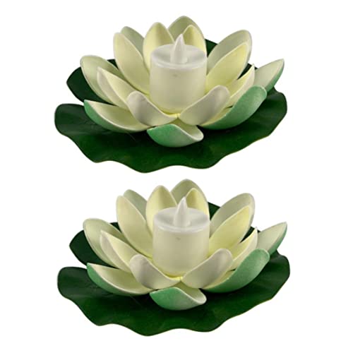 TOPofly Velas sin fama, vela LED LED Floting Luces de piscina Flor Lámpara de vela sin velas Decoración de estanques Beige 2pcs