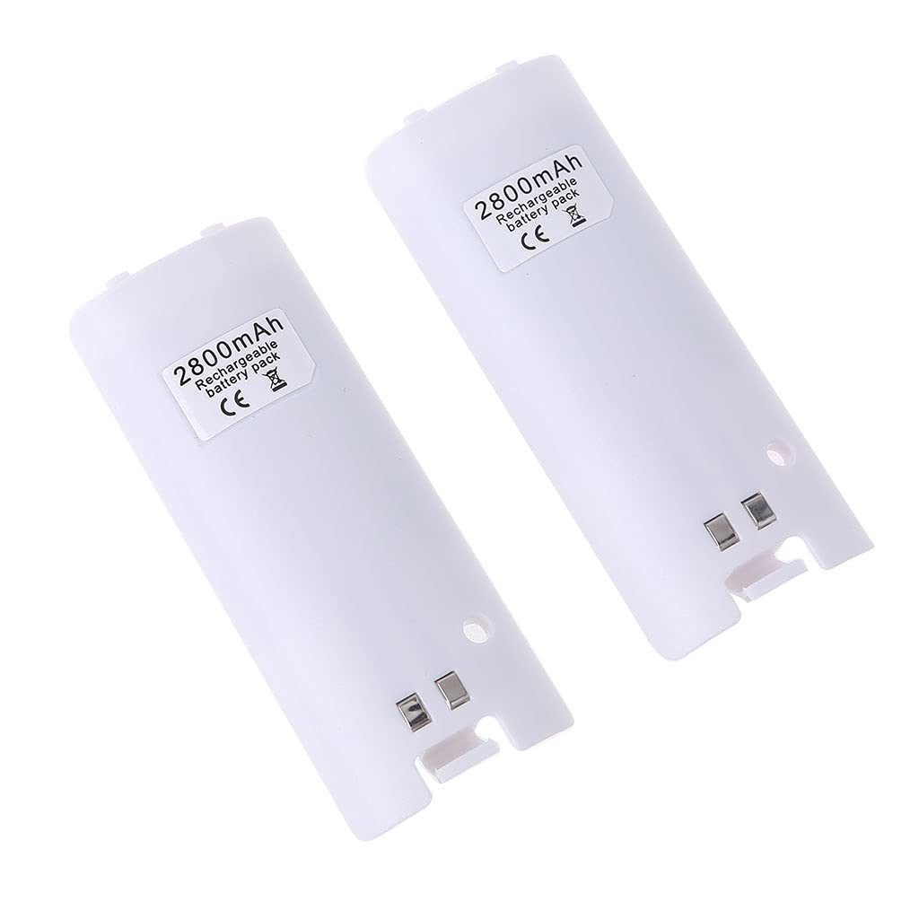 Lot de 2 batteries rechargeables pour console de jeu U Capacité 2800 mAh Noir et blanc 2800 mAh