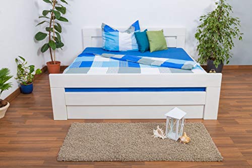 Steiner Shopping GmbH Doppelbett/Funktionsbett Easy Premium Line K6 inkl. 2 Schubladen und 1 Abdeckblende 180 x 200 cm Buche Vollholz massiv weiß lackiert – Bild 8