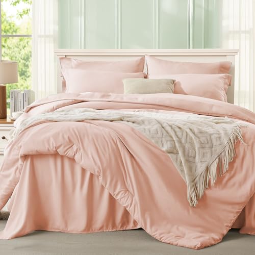 Anluoer Pink King Comforter Set 7 Pieces, Bed in a Bag with Sheets, All Season Bedding Sets with 1 Comforter, 2 Pillow Shams, 2 Pillowcases, 1 Flat Sheet, 1 Fitted Sheet by Anluoer - Image 2