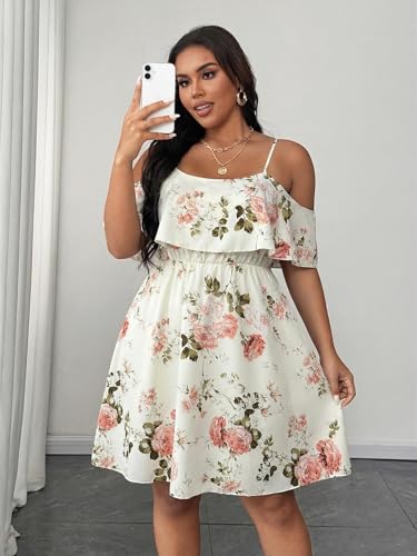 Image of Plus Size Summer Dresses for Women Casual Short Sleeves A Line Midi Dress